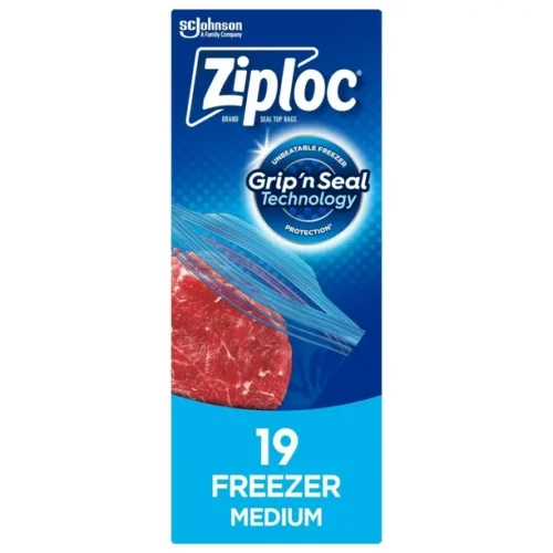 Ziploc® Freezer Bags with Stay Open Technology, Medium, 19 Bags