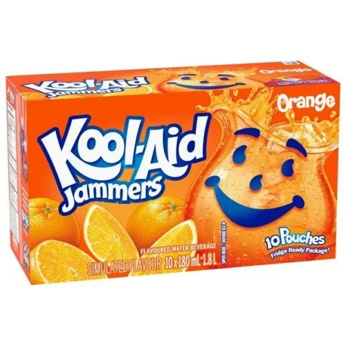 Kool Aid Jammers Orange, 10 x 180mL, Pouches